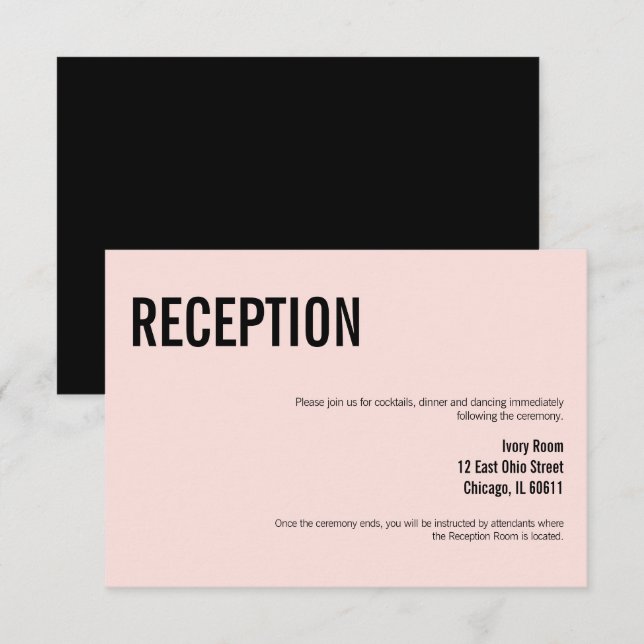 Carte d'accueil de mariage pour typographie simple (Devant / Derrière)