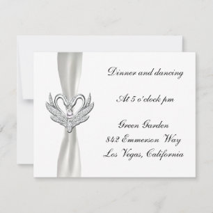 Carte d'accueil des Cygnes d'argent en ruban blanc