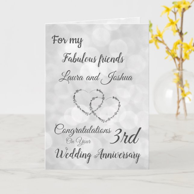 Carte d'accueil design 3e anniversaire Small Frien (Fleur jaune)