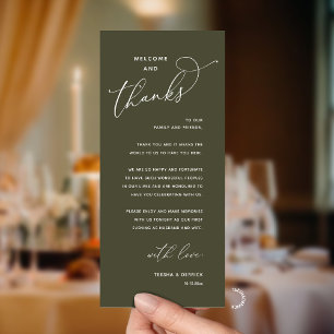 Carte d'accueil élégante "Bienvenue et Merci" pour