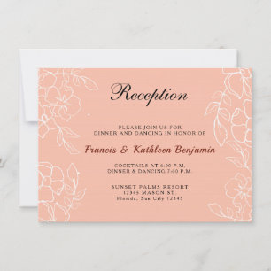 Carte d'accueil moderne Coral Blanc Floral Mariage