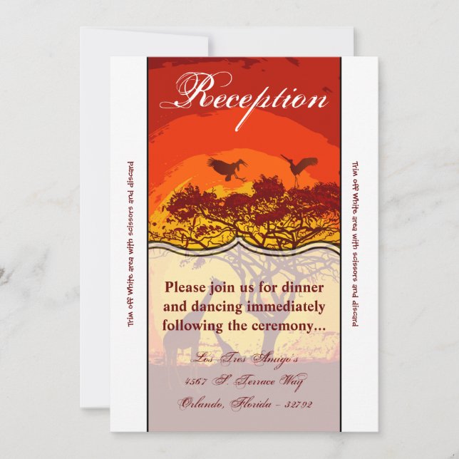 Carte d'accueil Safari africain Giraffe Sun 3,5x7 (Devant)