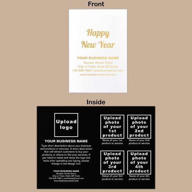 Carte d'achat Black Business pour le Nouvel An (Black business brand with products or services on Christmas folded foil card.)