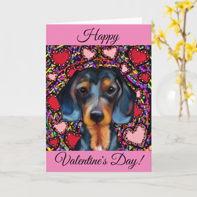 CARTE DACHSHUND (Fleur jaune)