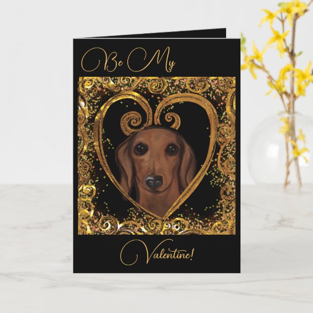 CARTE DACHSHUND   (Fleur jaune)