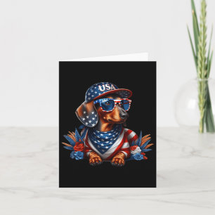 Carte Dachshund 4 juillet chien patriotique Dachshund Qu