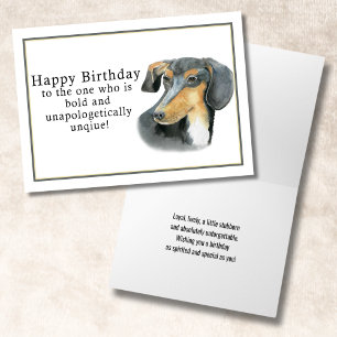 Carte Dachshund à l'aquarelle Joyeux Anniversaire
