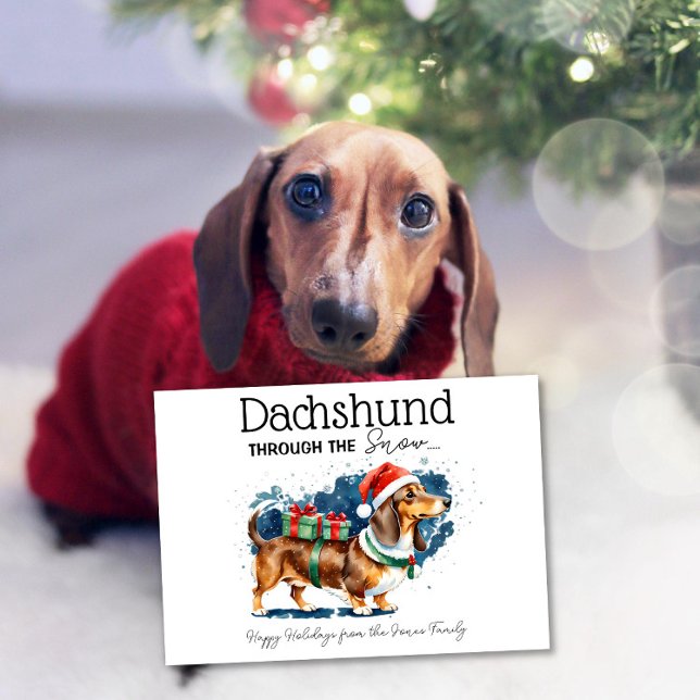 Carte Dachshund à travers la neige (Créateur téléchargé)