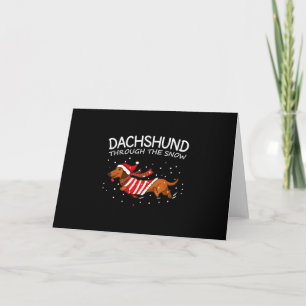 Carte Dachshund à travers la neige Noël Chien drôle de N