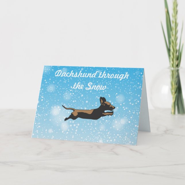 Carte Dachshund à travers les cadeaux de Noël (Devant)
