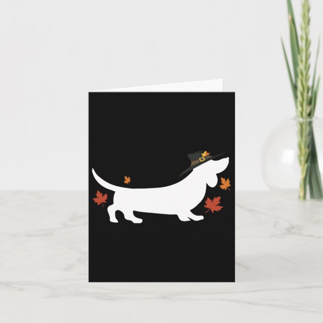 Carte Dachshund Action de grâce Pèlerin d'automne  (Devant)