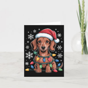 Carte Dachshund Avec Le Chapeau Du Père Noël Enveloppé D