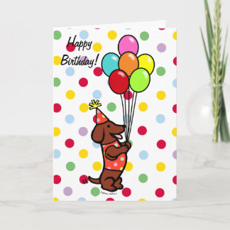 Carte Dachshund Birthday Cartoon Balloons