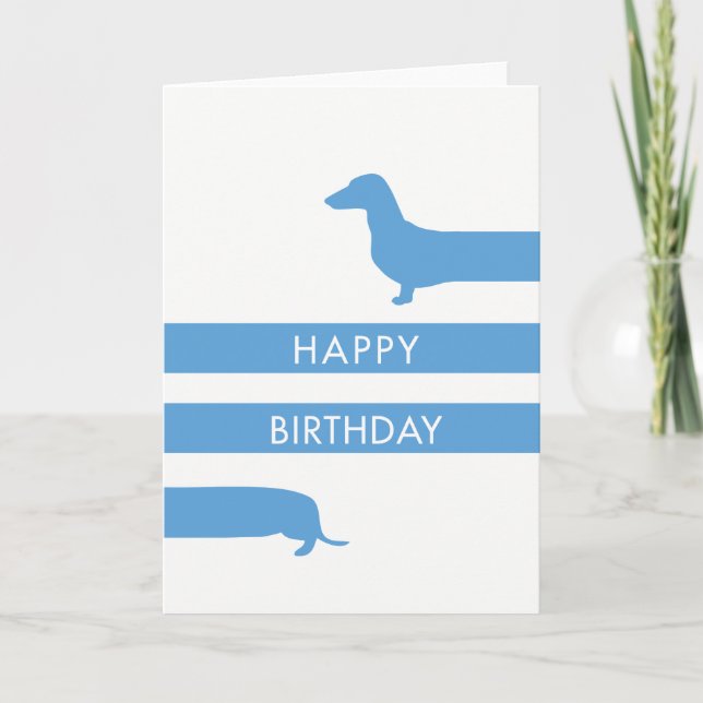 Carte Dachshund bleu drôle Joyeux anniversaire (Devant)