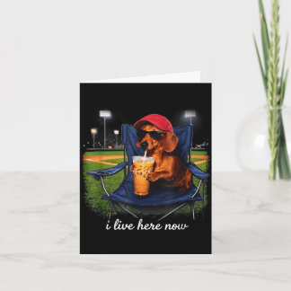 Carte Dachshund boit du café glacé terrain de baseball e