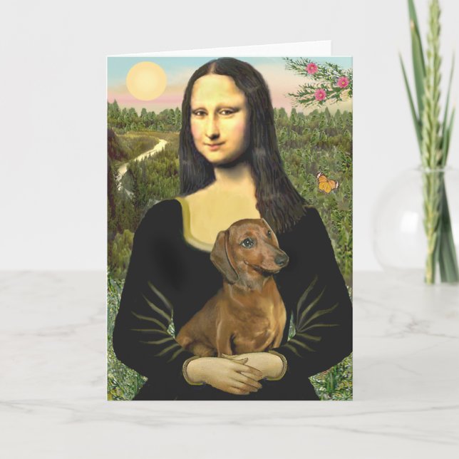 Carte Dachshund (brun1) - Mona Lisa (Devant)