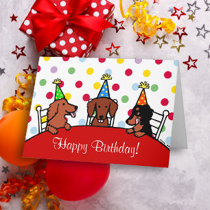 Carte Dachshund Caricature pour l'anniversaire