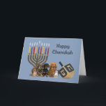 Carte Dachshund Chanukah Menorah Dreidel4<br><div class="desc">Se souvenir de sa famille et de ses amis pendant la saison de Chanukah est un merveilleux moyen de rester en contact avec les gens qui vous aiment et qui vous tiennent à coeur. J'ai créé ces cartes de chien Chanukah avec amour et attention et je suis sûr que quiconque...</div>