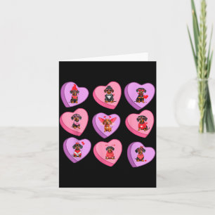 Carte Dachshund coeurs bonbons Saint-Valentin Weiner Chi