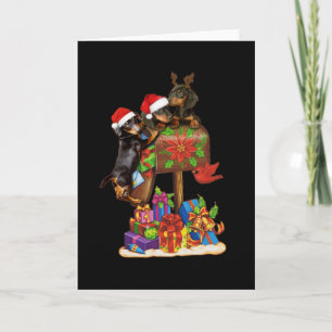 Carte Dachshund Dans Boîte Lettre De Noël Extérieur Déco