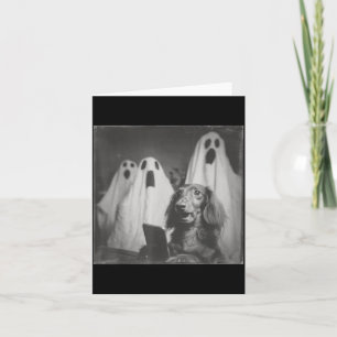 Carte Dachshund drôle selfie hanté Halloween effrayant