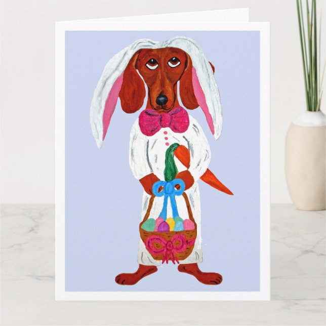 Carte Dachshund Easter Bunny (Devant)