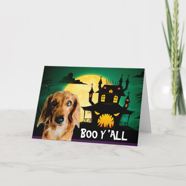 Carte Dachshund effrayant Halloween (Devant)