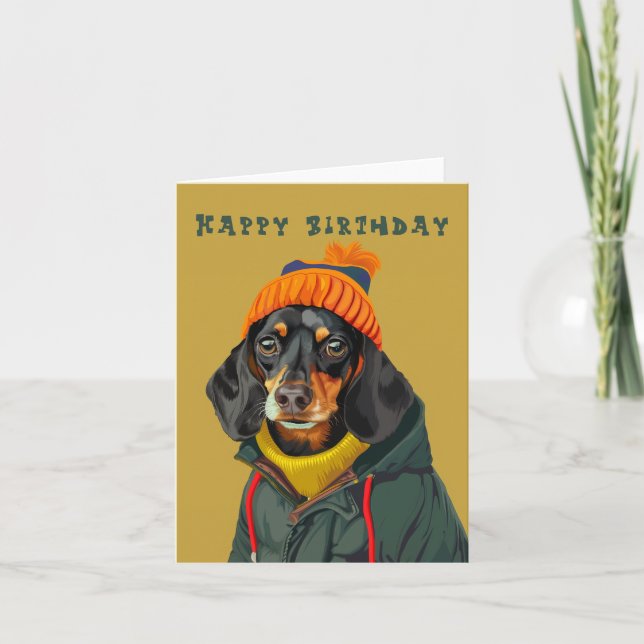 Carte Dachshund élégant (Devant)