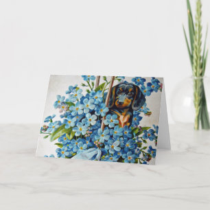Carte Dachshund et Forget-Me-Nots