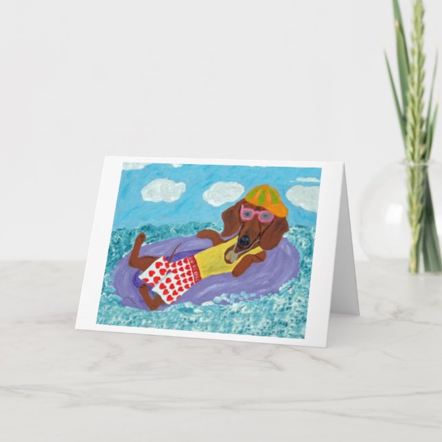 Carte Dachshund Fainéant de la Plage (Devant)