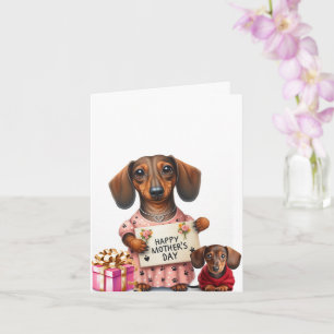 Carte Dachshund fête la fête des mères