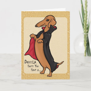 Carte Dachshund Halloween Vampire