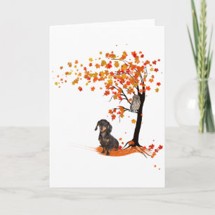 Carte Dachshund Hibou Et Arbre D'automne Amoureux De Dac