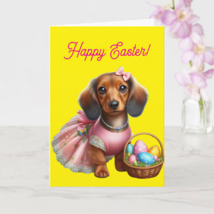 Carte Dachshund Joyeuses Pâques 