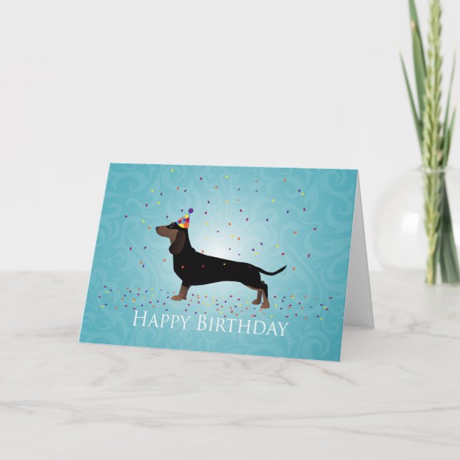 Carte Dachshund Joyeux Design d'anniversaire (Devant)
