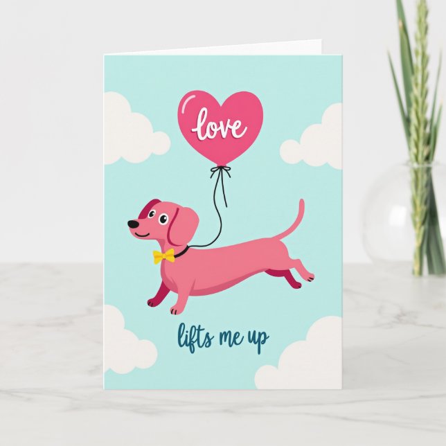 Carte Dachshund Love Lifts You Up Card (Devant)