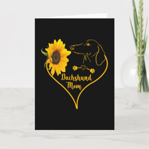 Carte Dachshund Maman avec Sunflower Heart Fête des mère