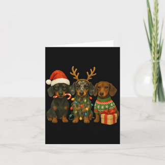 Carte Dachshund Noël Chien Wiener Chapeau de Père Noël S