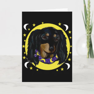 Carte Dachshund noir à poils longs