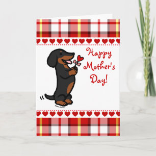 Carte Dachshund noir et tan lisse