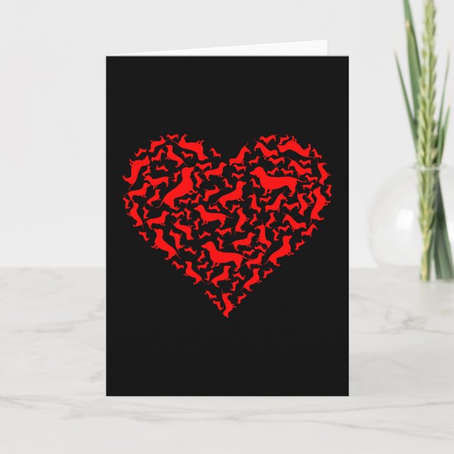 Carte dachshund red heart gift for valentiday (Devant)