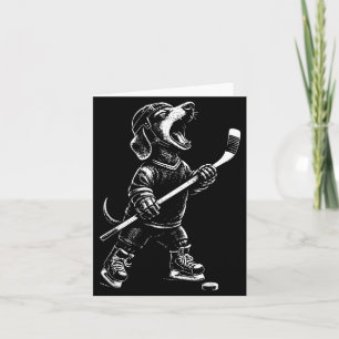 Carte Dachshund Rétro Cool Jouant au Hockey Maman Chien