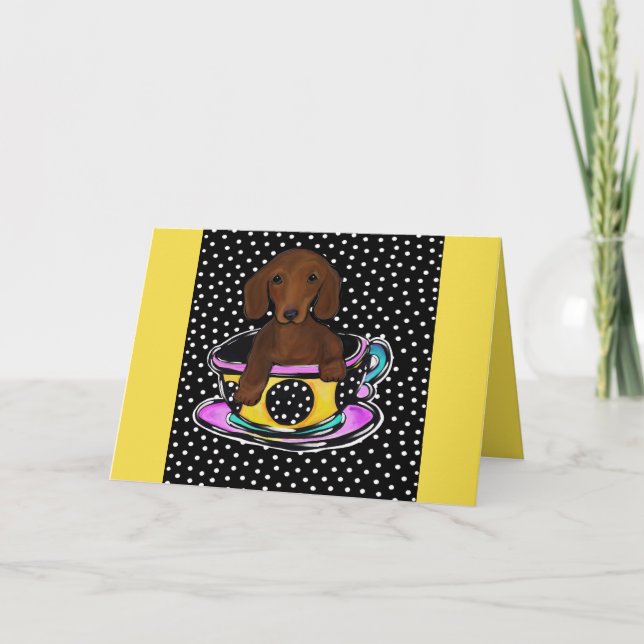 Carte Dachshund rouge (Devant)