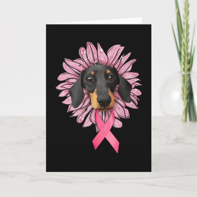 Carte dachshund sensibilisation au cancer du sein (Devant)