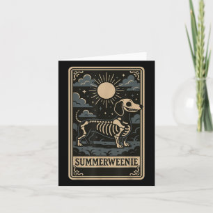 Carte Dachshund Skeleton Summerween Chien Art Style Vint