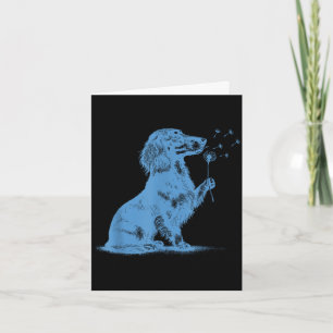 Carte Dachshund soufflant des vœux pissenlit amoureux d'