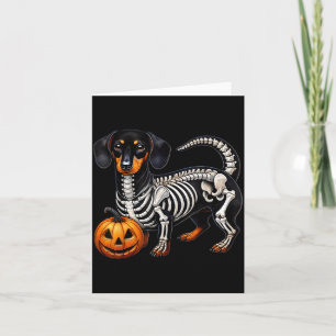 Carte Dachshund squelette Jack O Lantern Drôle de chien