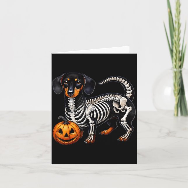 Carte Dachshund squelette Jack O Lantern Drôle de chien  (Devant)