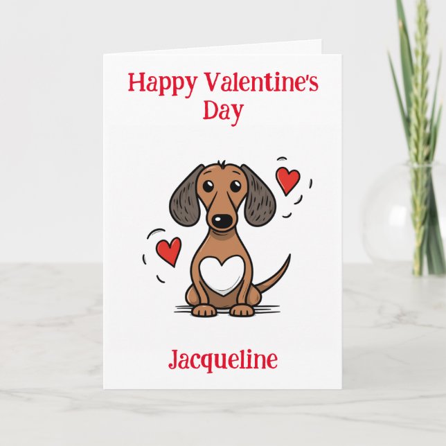 Carte Dachshund Valentine Funny personnalisée (Devant)