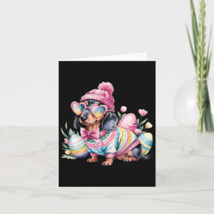 Carte Dachshund Weiner Chien Oeufs Floraux Jour de Pâque